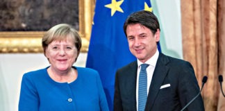 Roma, il presidente del Consiglio incontra la Cancelliera tedesca, nella foto Giuseppe Conte e Angela Merkel