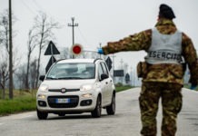 25/02/2020 Localita' Colombina, posto di blocco dell'esercito e dei Carabinieri al confine della zona rossa, per il contenimento dell'epidemia di coronavirus