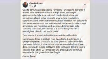 “Adesso basta! Siamo stati umiliati dal Governo per l’ennesima volta” ▷ L’accusa di Claudio Trotta (Portavoce Ricominciamo)