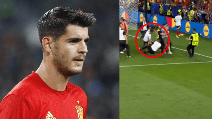 Il video del clamoroso scivolone dello steward che ha messo a rischio la finale di Morata