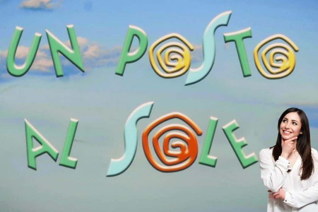 Logo un posto al sole più ragazza con mani sotto il mento