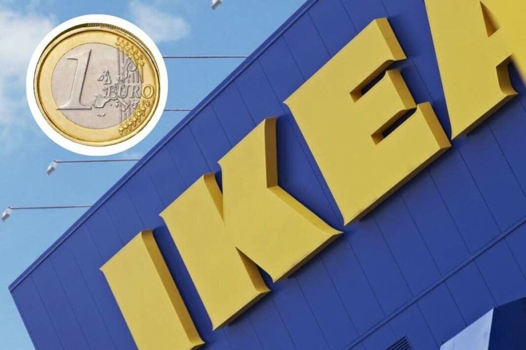 insegna ikea più moneta da 1 euro