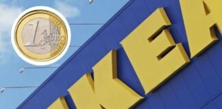 insegna ikea più moneta da 1 euro