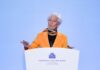 Christine Lagarde parla durante una conferenza della Banca Centrale Europea