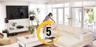 donna riordina casa e timer 5 minuti