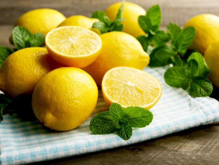 limoni e menta su canovaccio