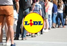 logo lidl e persone in fila