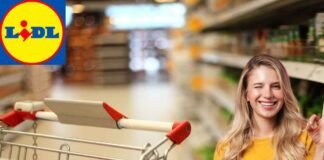 donna felice, carrello spesa, logo lidl