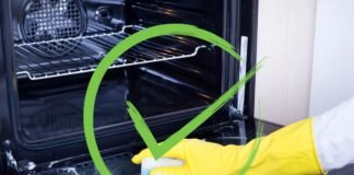 pulizia del vetro del forno e spunta verde