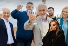 cast un posto al sole che brinda e donna triste