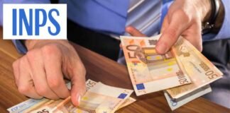 contare banconote in euro e logo dell'Inps