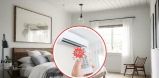 camera da letto, aria condizionata e scritta no