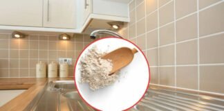 farina e lavello della cucina in acciaio