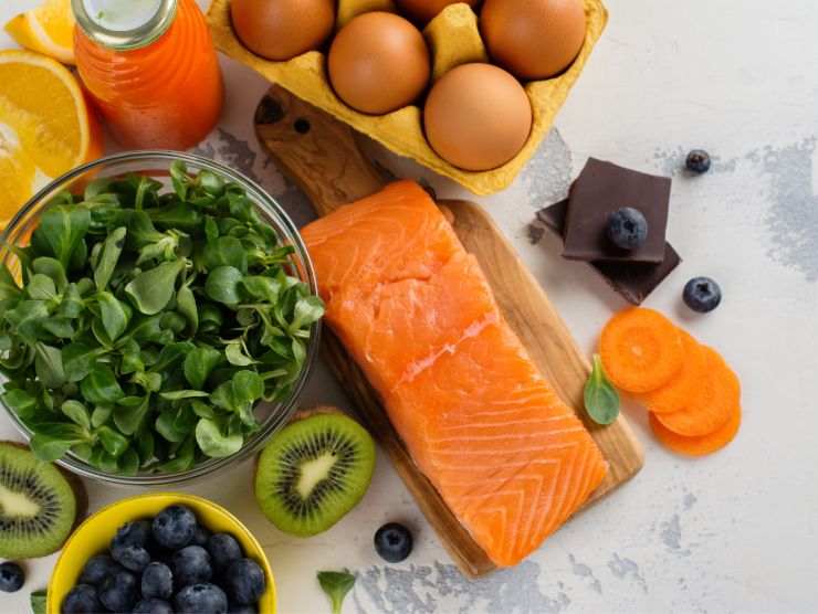 insieme di alimenti sani