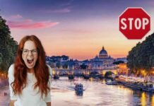 paesaggio di roma, stop e donna arrabbiata