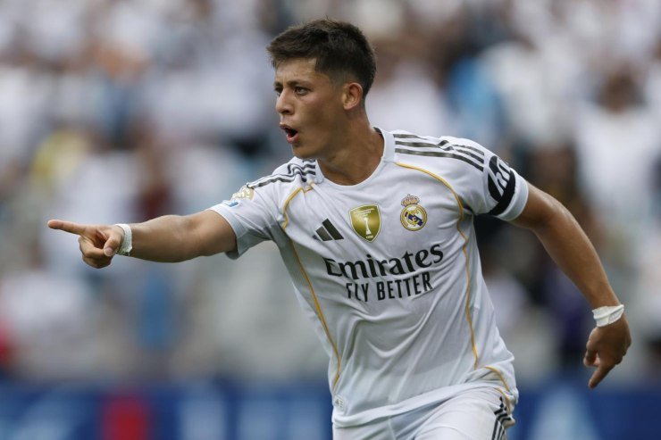 Arda Guler esulta dopo un gol al Mondiale per Club