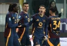 Un Top assoluto della Roma all’Inter, arriva l’annuncio ufficiale Giocatori della Roma esultano dopo un gol
