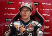 Marc Marquez nel box Ducati