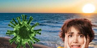 mare, donna spaventata