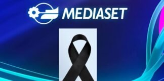 logo mediaset e simbolo lutto