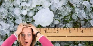 grandine, metro e donna spaventata