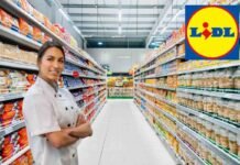 supermercato, logo lidl, donna chef