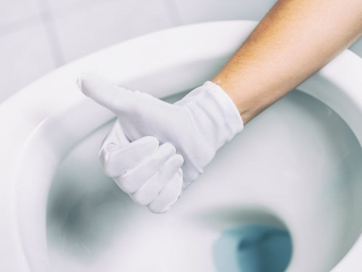 wc pulito e mano che fa ok