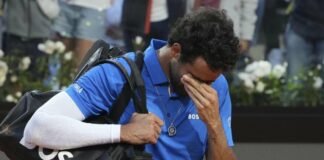 Matteo Berrettini in lacrime al Foro Italico