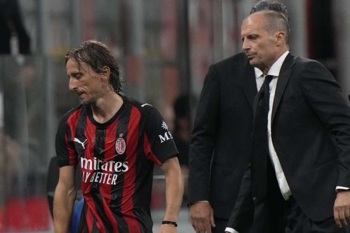 Modric e Allegri nel match con la Cremonese