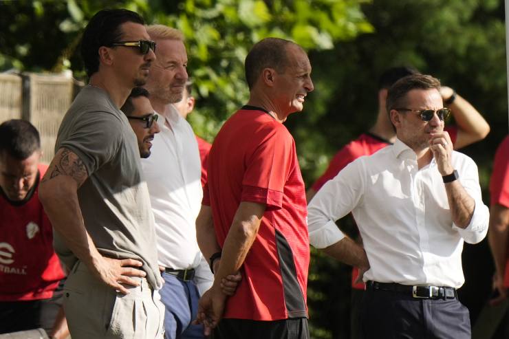 Tare, Allegri, Ibra e Furlani a Milanello
