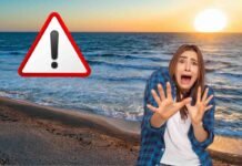 mare, allarme, donna spaventata