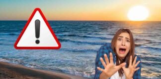 mare, allarme, donna spaventata