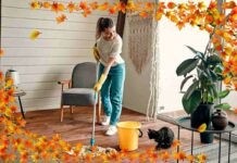 donna che la pavimenti