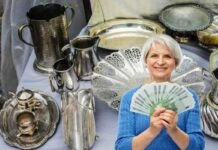 oggetti vari e donna con banconote euro