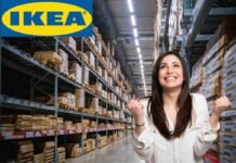 logo ikea, donna felice, negozio ikea