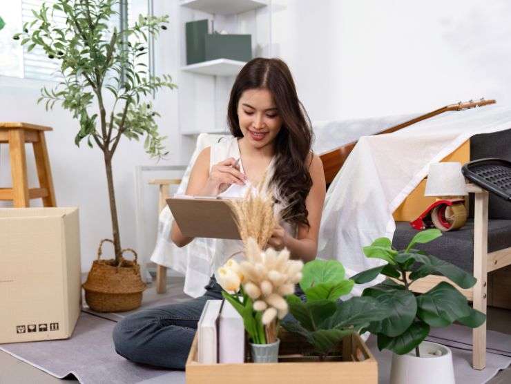 donna che riordina casa