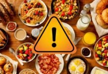 alimenti colazione e segnale pericolo