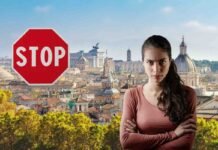 roma, donna arrabbiata, stop