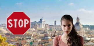 roma, donna arrabbiata, stop
