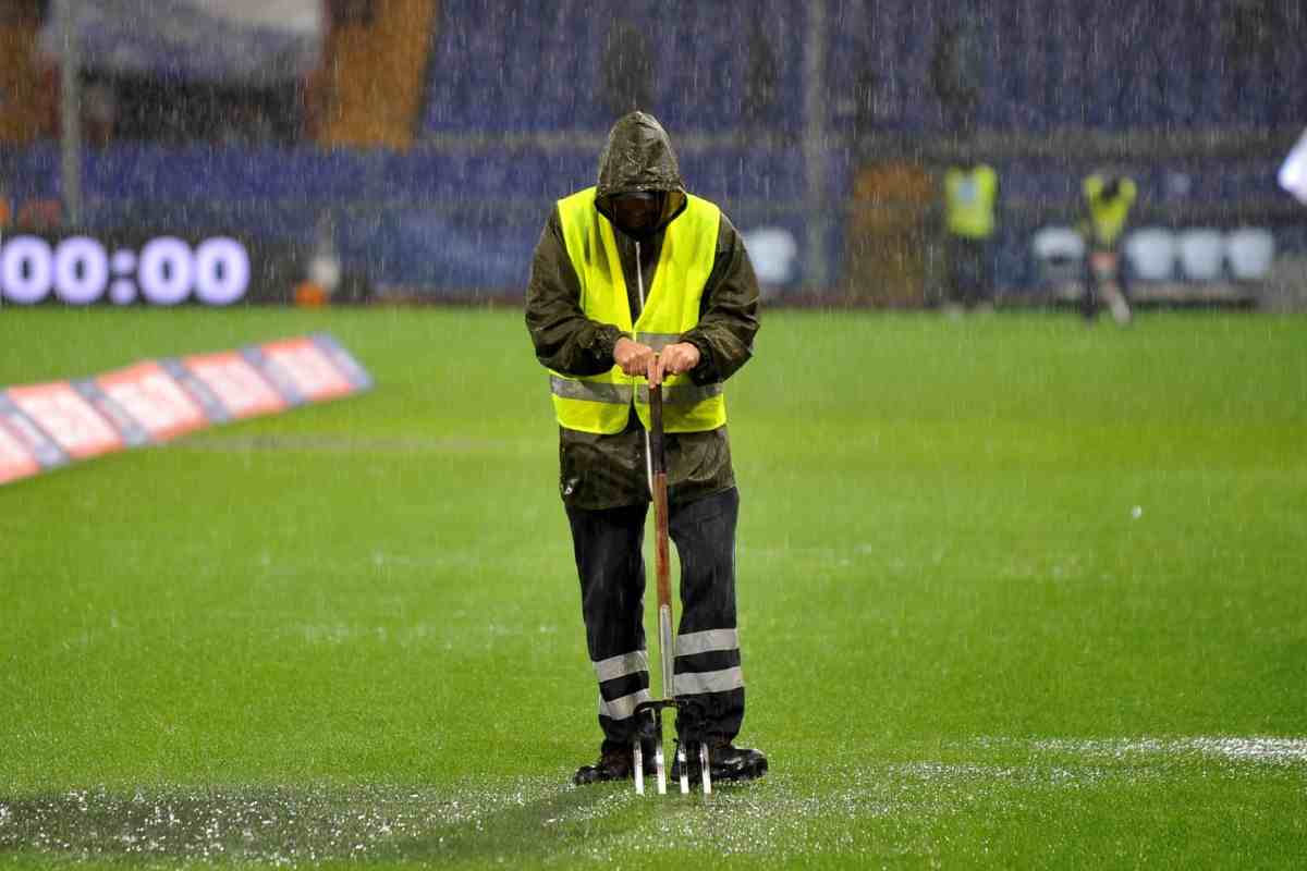 Il campo del 'Luigi Ferraris' allagato
