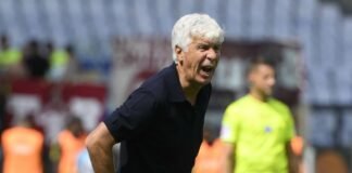 Gian Piero Gasperini infuriato durante il match col Torino