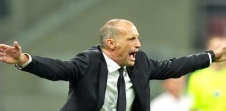 Max Allegri infuriato durante una partita