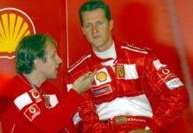 Michael Schumacher al box Ferrari