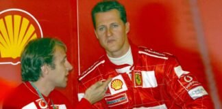 Michael Schumacher al box Ferrari
