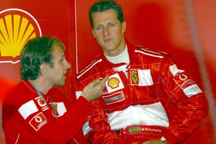 Michael Schumacher al box Ferrari