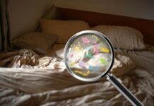 letto con lente d'ingrandimento che individua germi