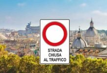 vista di roma, segnale strade chiuse