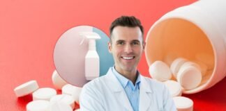 medico, pillole e spruzzino