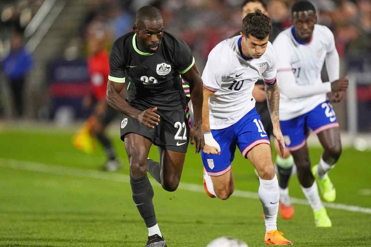 Christian Pulisic nel corso del match tra USA ed Australia
