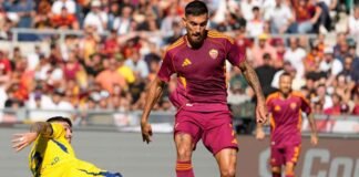 Lorenzo Pellegrini in azione con la Roma